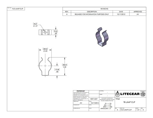 LiteGear - Fluorescent Mounting Clip, T-8