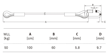 Câble de sécurité KUPO 100 cm - Diamètre 4,8 mm SW-03