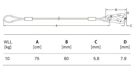 Câble de sécurité KUPO 75 cm - Diamètre 3,2 mm - SW-01