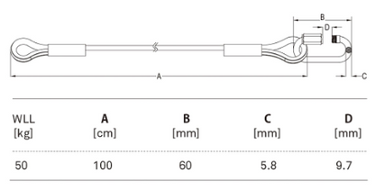 KUPO 100cm Safety Wire- 4.8mm Diameter SW-03