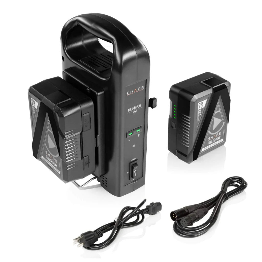 SHAPE Full Play Rechargeable Batteries 98 Wh V-Mount (2) with SHAPE Full Play Intelligent Dual Battery Charger